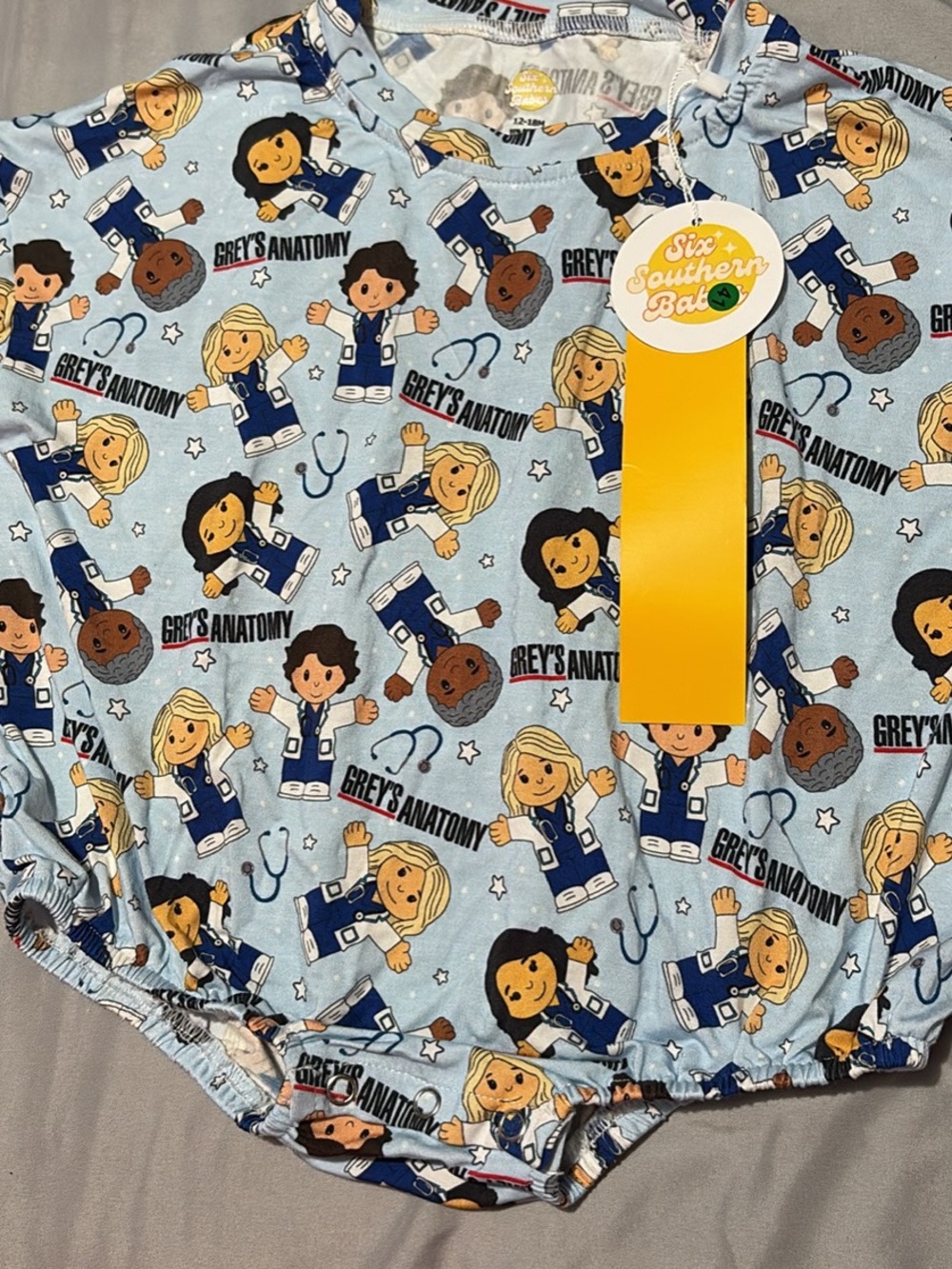 Kids "Grey's Anatomy" Light Blue Pajama Romper 12-18m